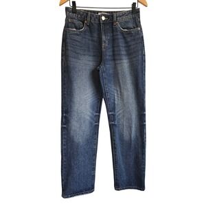 Refuge Denim Slouchy Mid-Rise Straight Leg Jeans Dark Wash Blue Size 1 16-1237